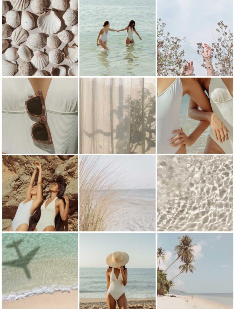 calming beachy mood board